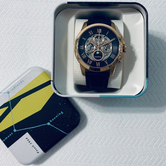 grant automatic blue leather watch